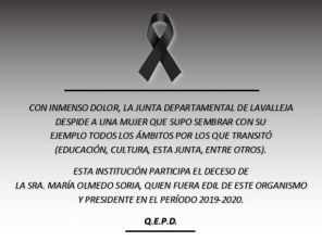 Con profundo dolor, la Junta despide a la Sra. María Olmedo Soria.