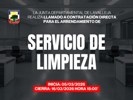 Llamado a contratación directa para el arrendamiento de servicio de limpieza en los locales de la Junta Departamental de Lavalleja.