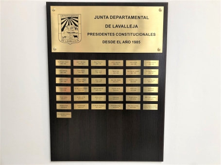 Placa en homenaje a Presidentes Constitucionales de la Junta desde 1985.